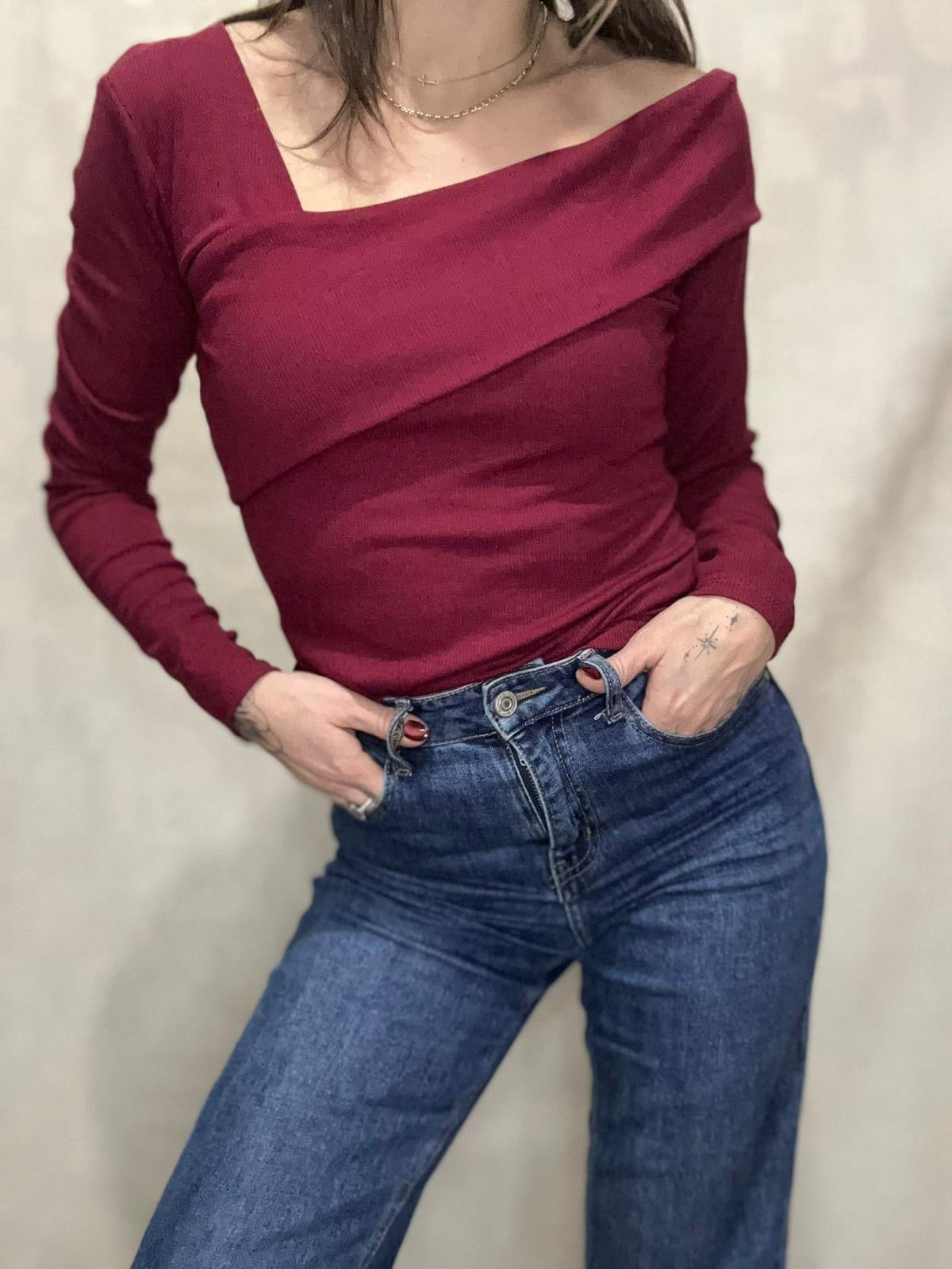 SIENA - TOP a encolure asymétrique