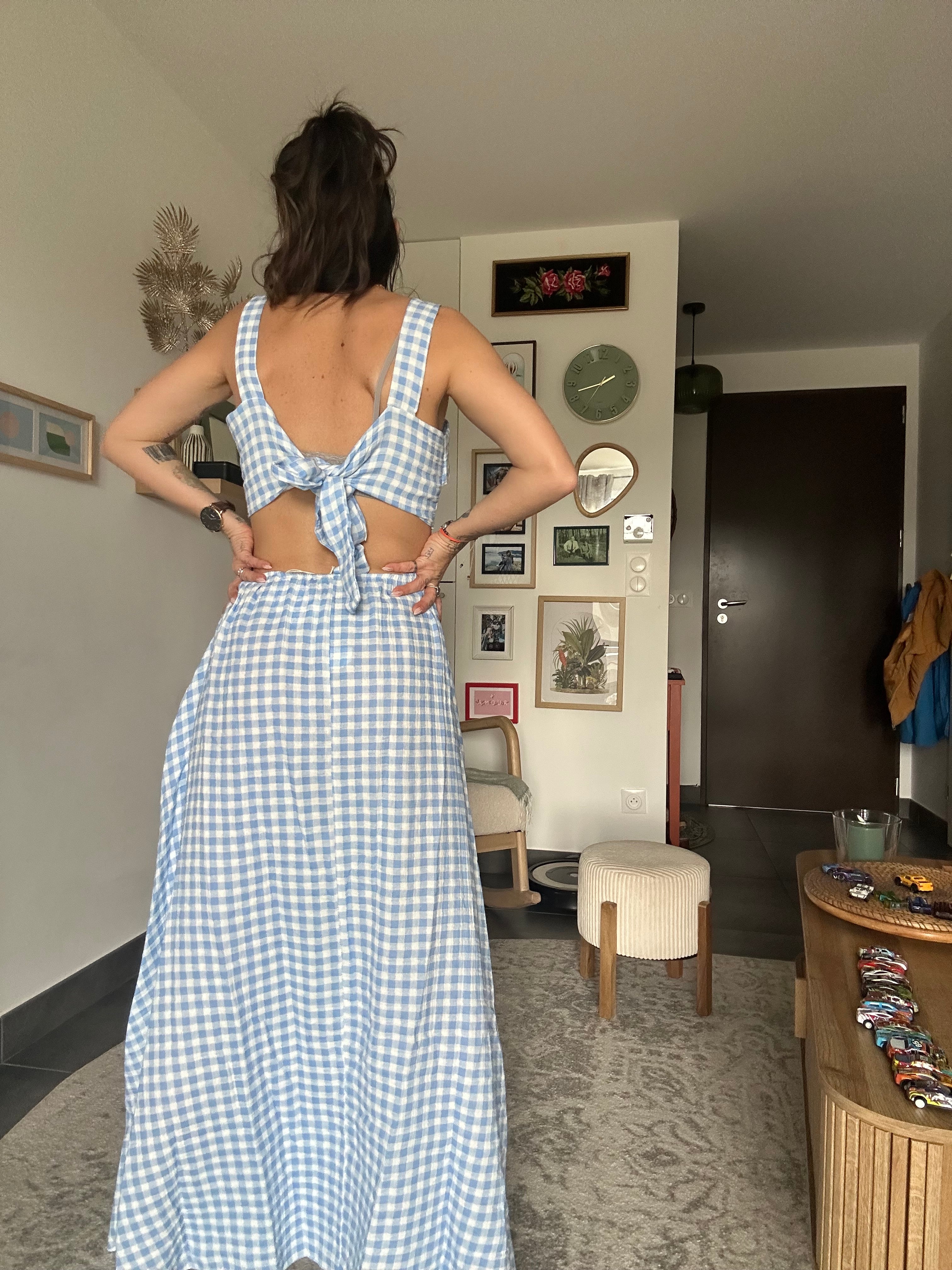 Robe vichy - bleu ciel