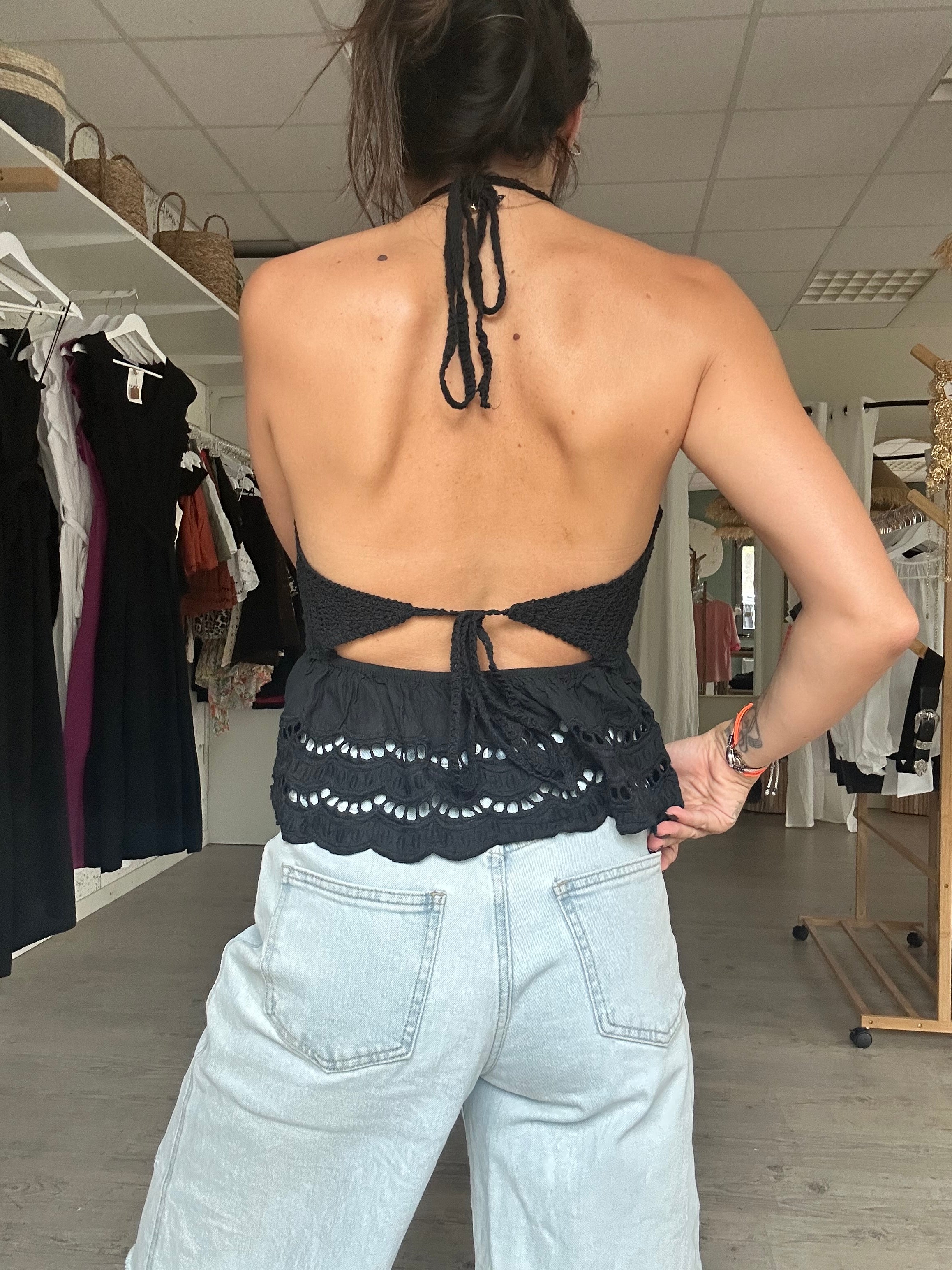 Nina-Top crochet noir