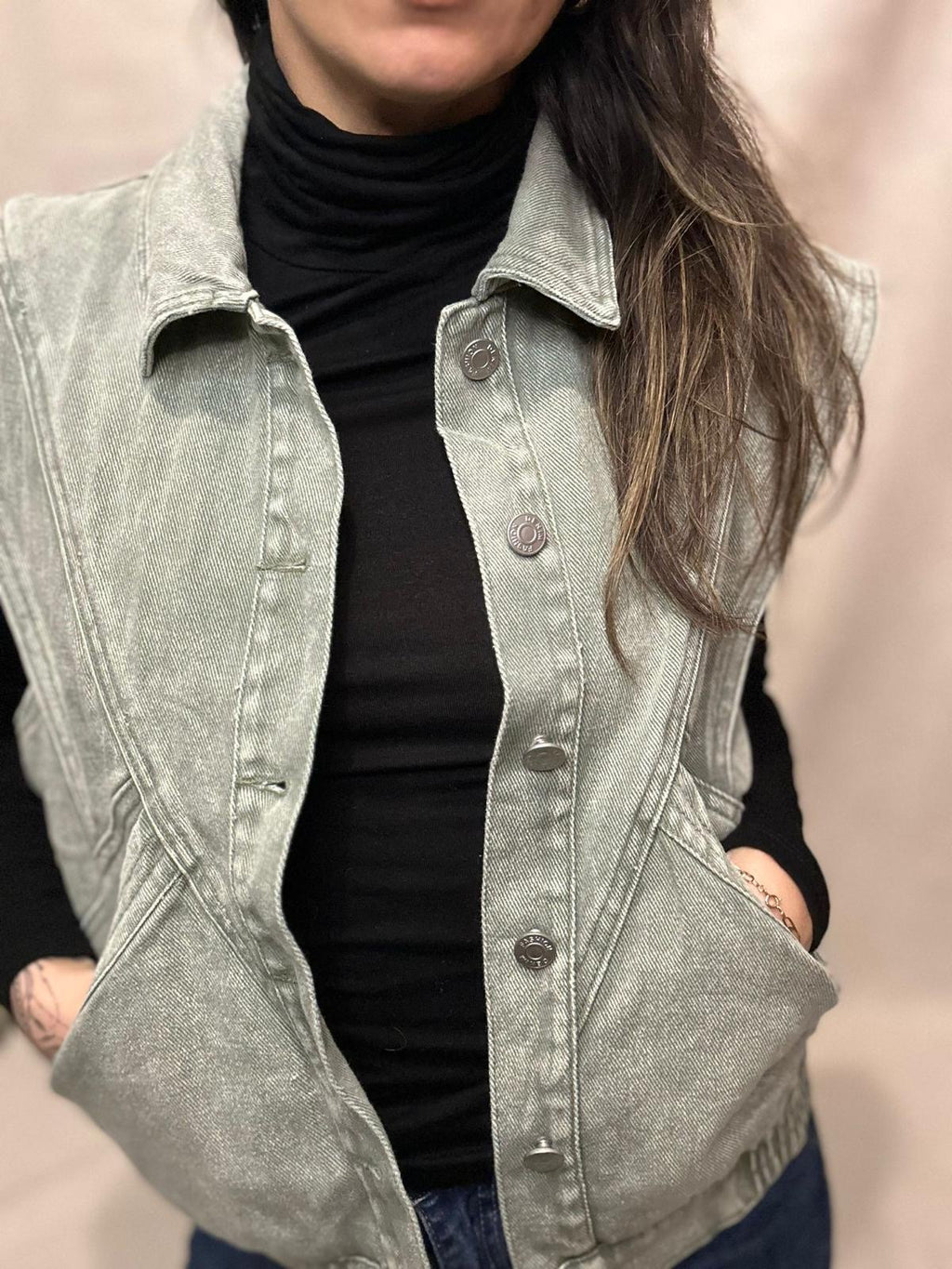 JADE- VESTE DENIM SANS MANCHE