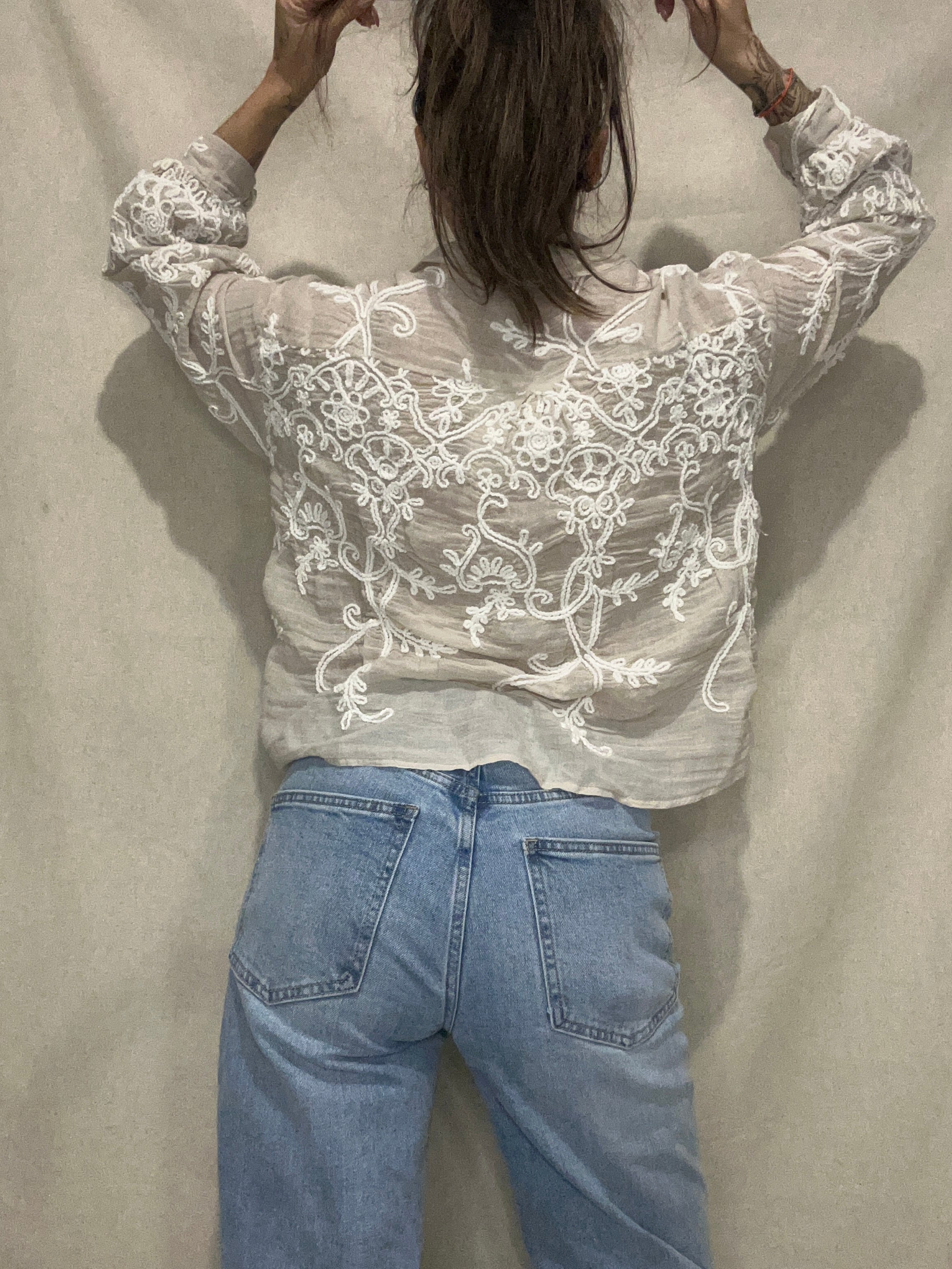Guilia-chemise brodé beige