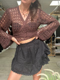 Top crochet marron