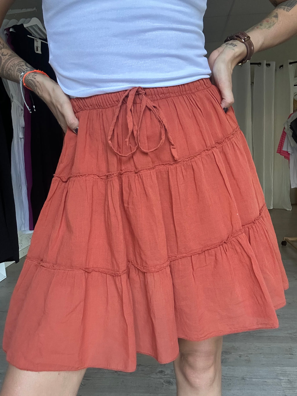 Jupe short terracotta