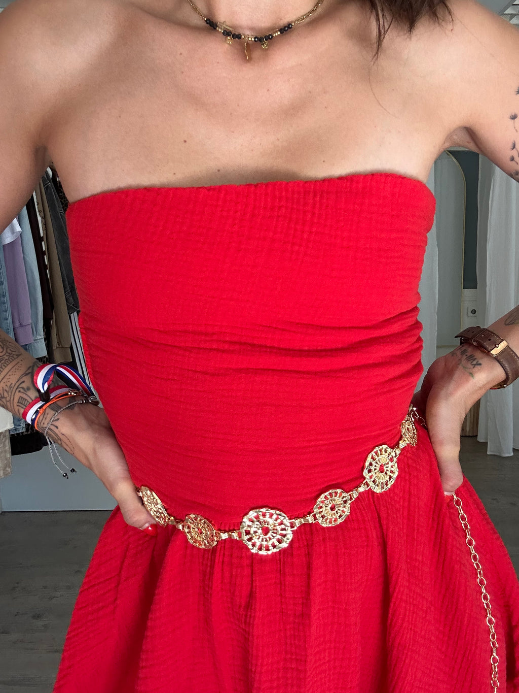 Billie-Robe bustier rouge