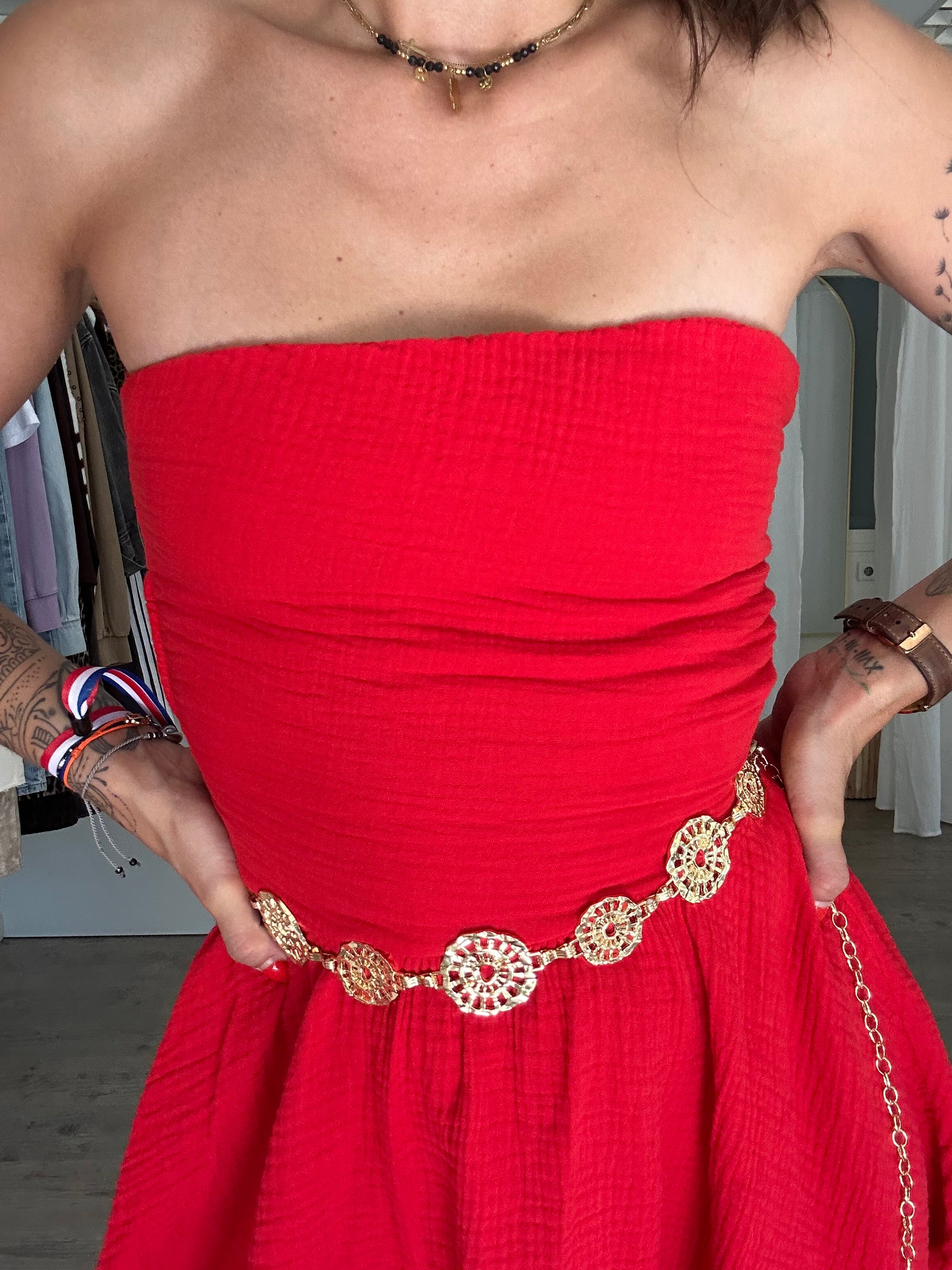 Billie-Robe bustier rouge