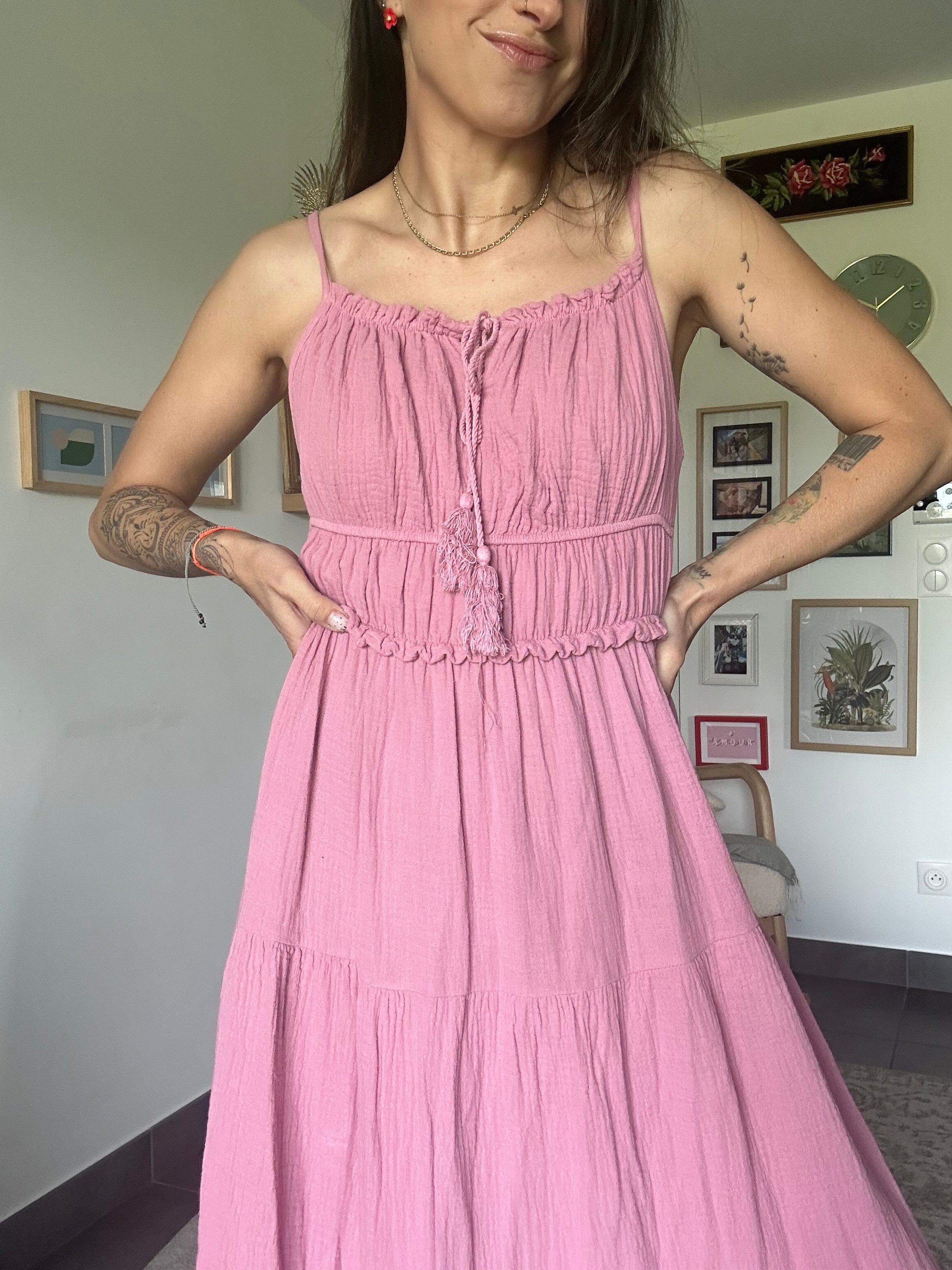 Clara - Robe rose poudré
