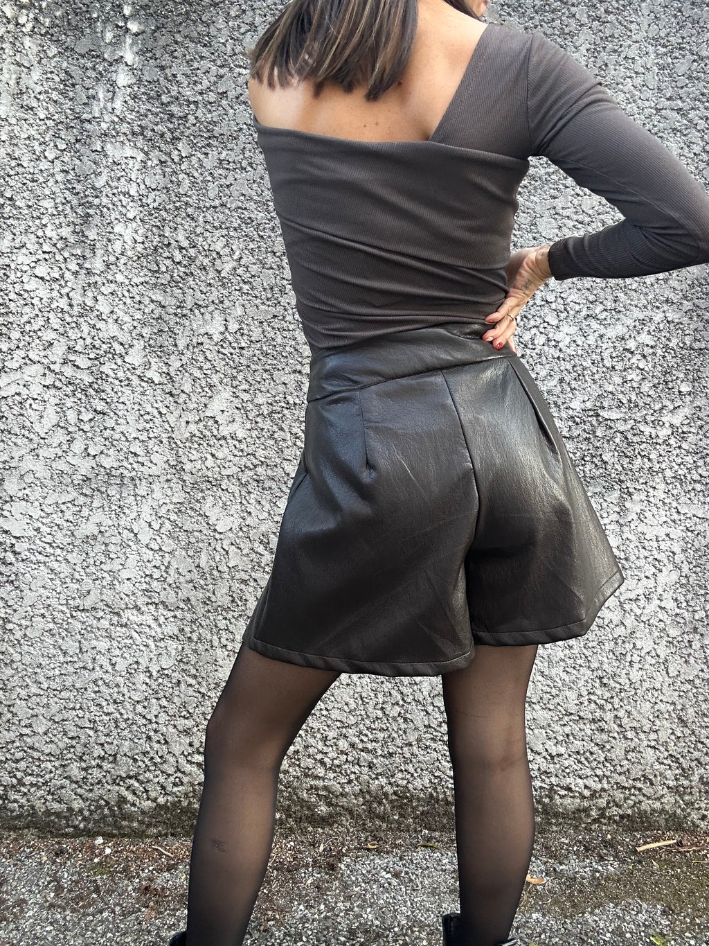 Short similicuir - marron