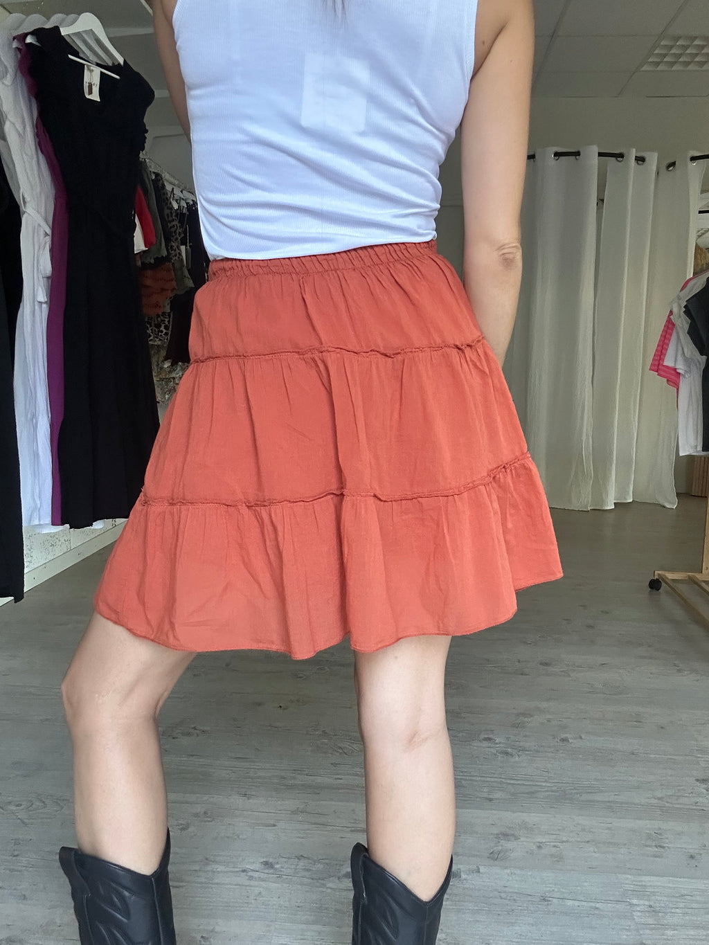 Jupe short terracotta