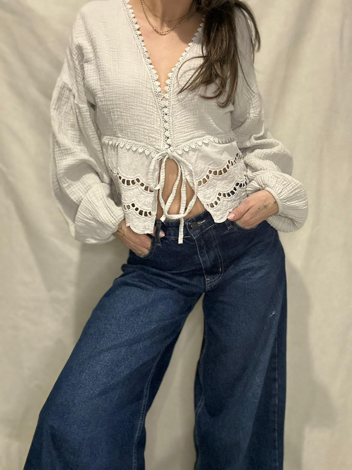 Maéva - Blouse bohème beige