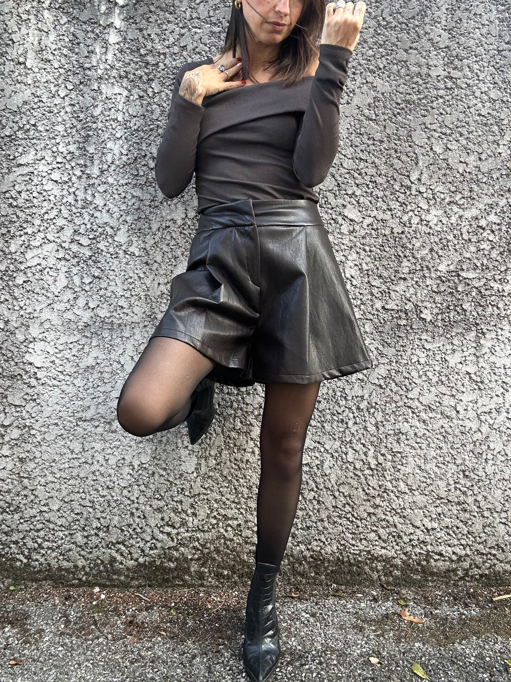 Short similicuir - marron