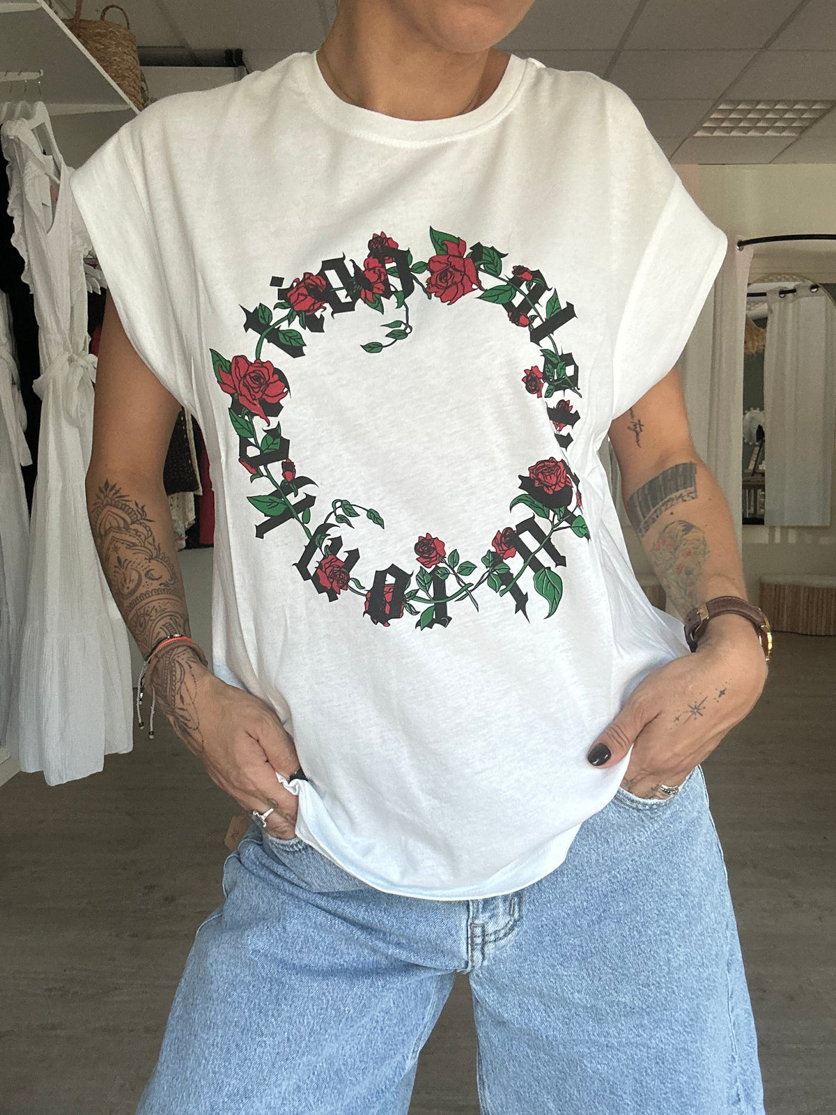 T-shirt Rock love blanc