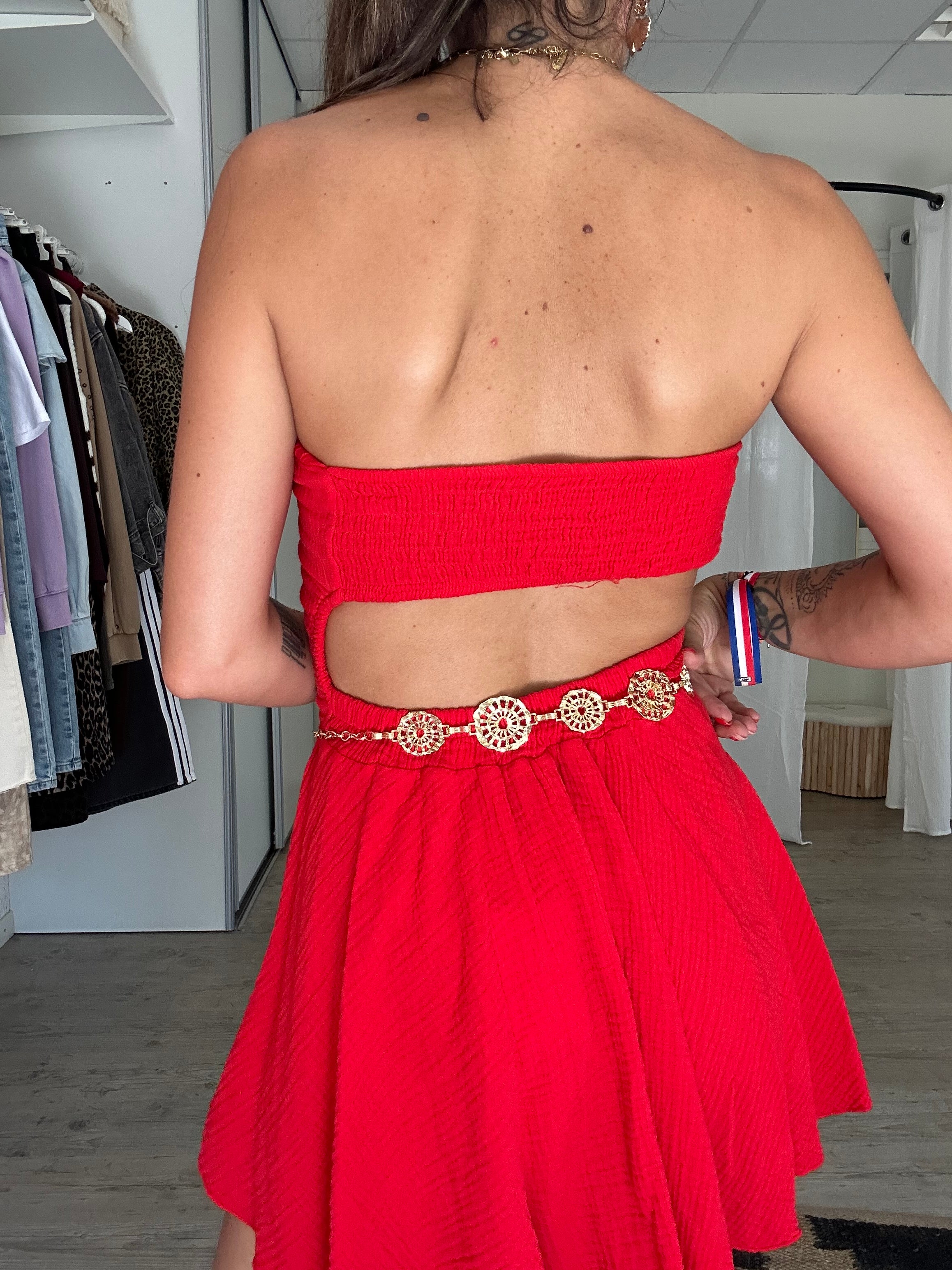 Billie-Robe bustier rouge