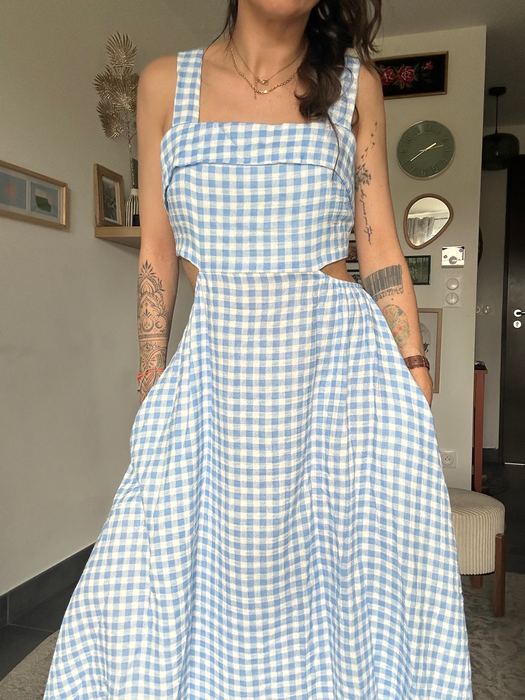 Robe vichy - bleu ciel