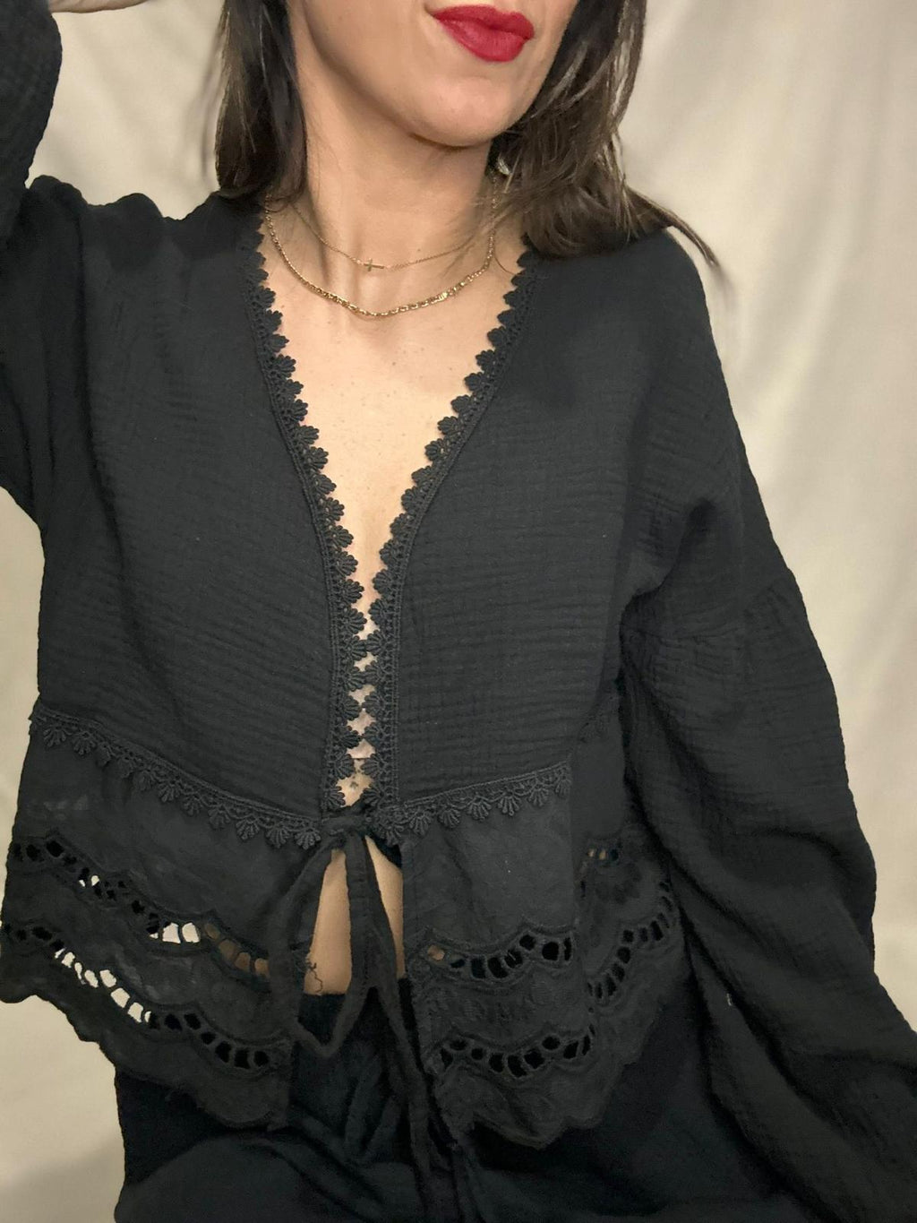 Maéva - Blouse bohème Noir