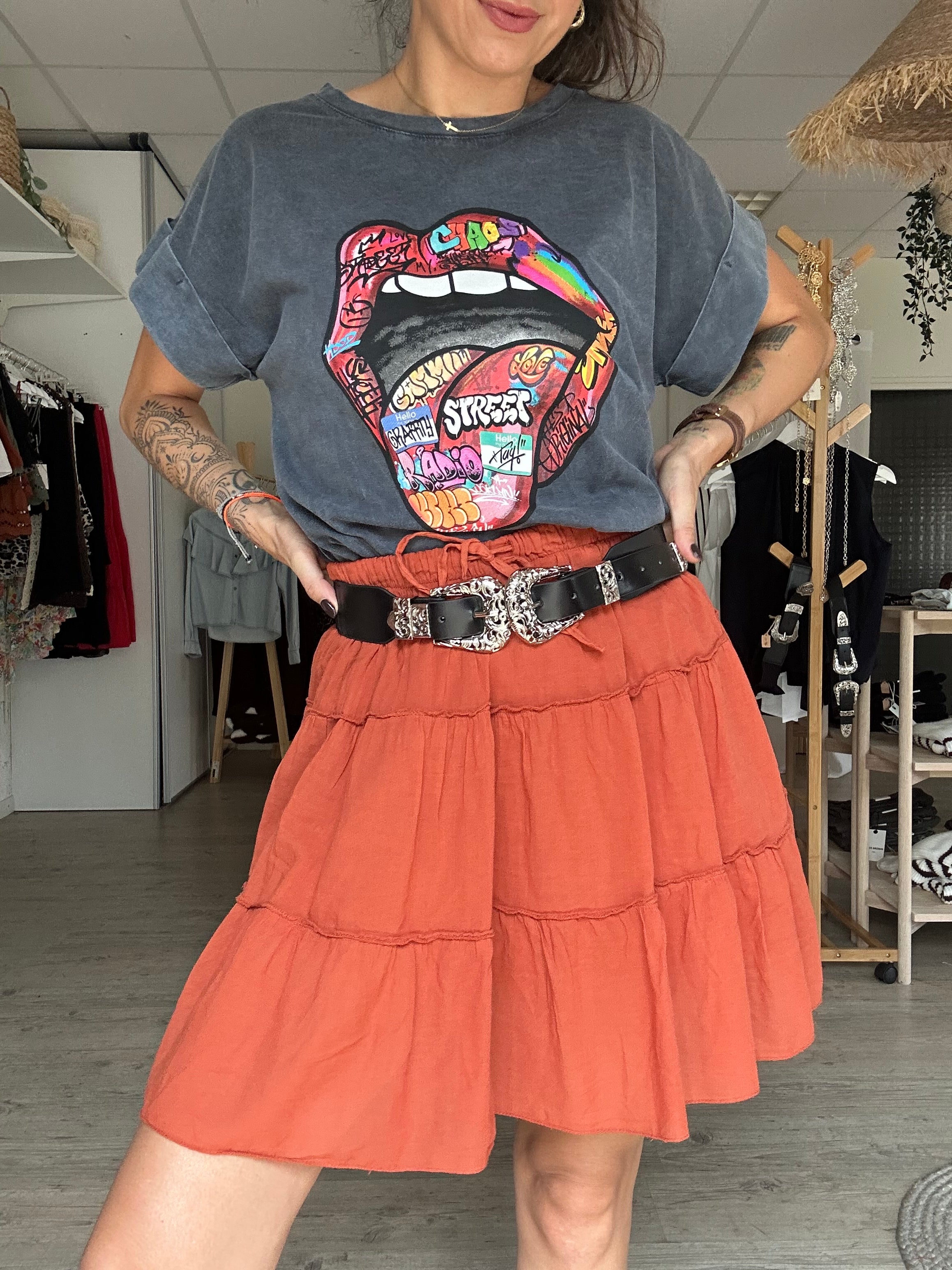 Jupe short terracotta