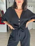 Éloïse – Combi ceinturée Noir