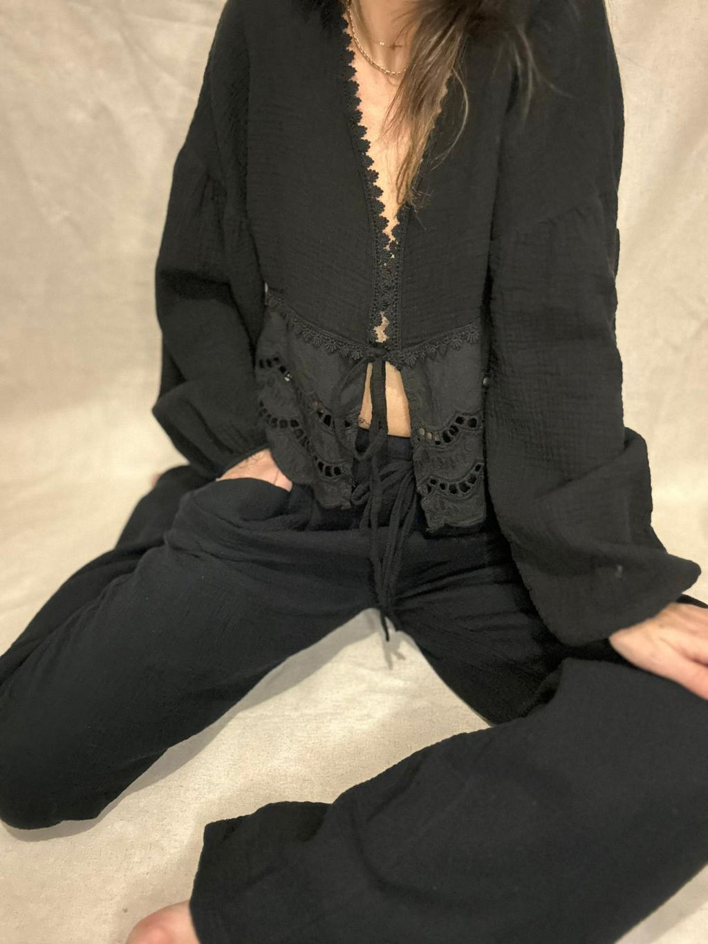 Maéva - Blouse bohème Noir