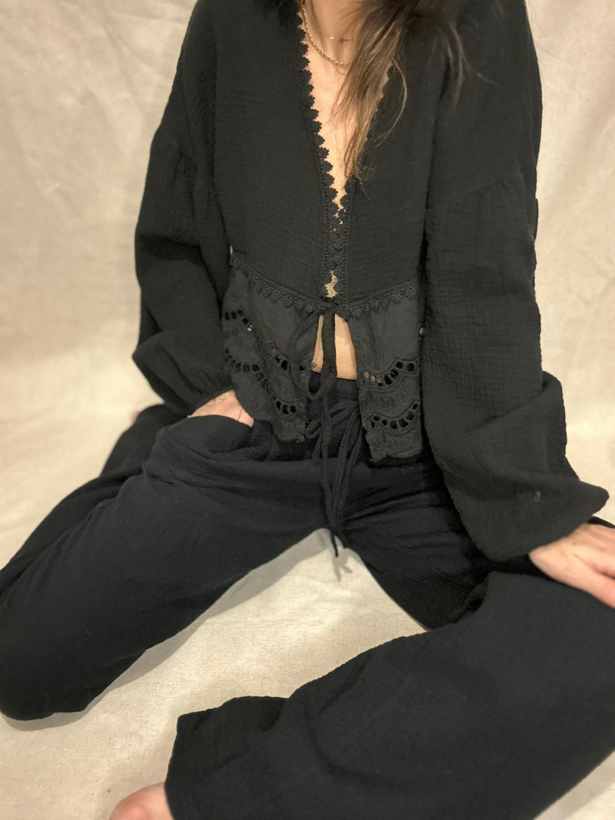 Maéva - Blouse bohème Noir