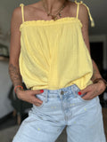 Top gaz de coton jaune