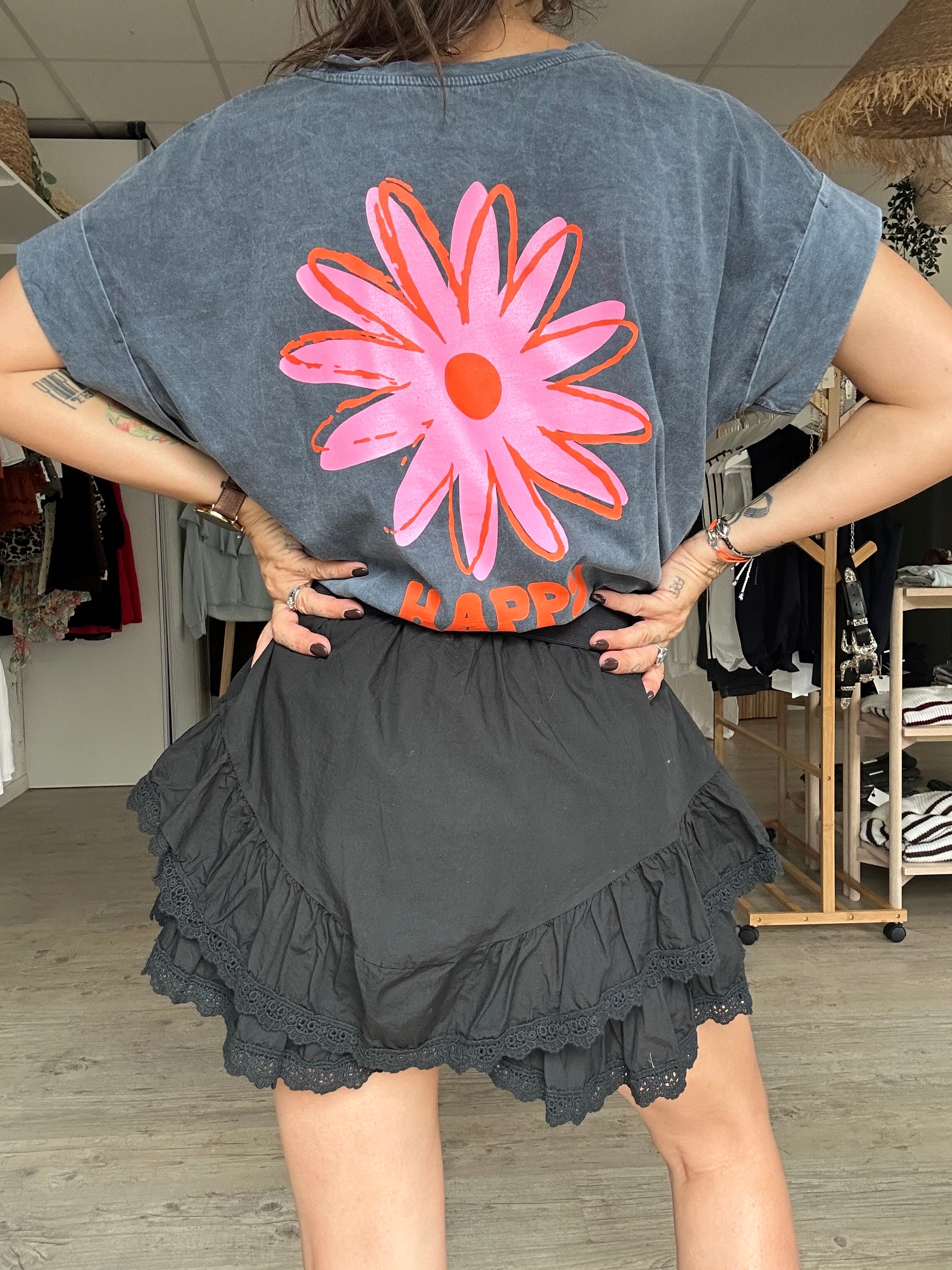 Jupe short volantée - noir