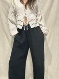 Nino-Pantalon noir en gaz de coton