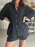 Andréa – Ensemble chemise + short Noir