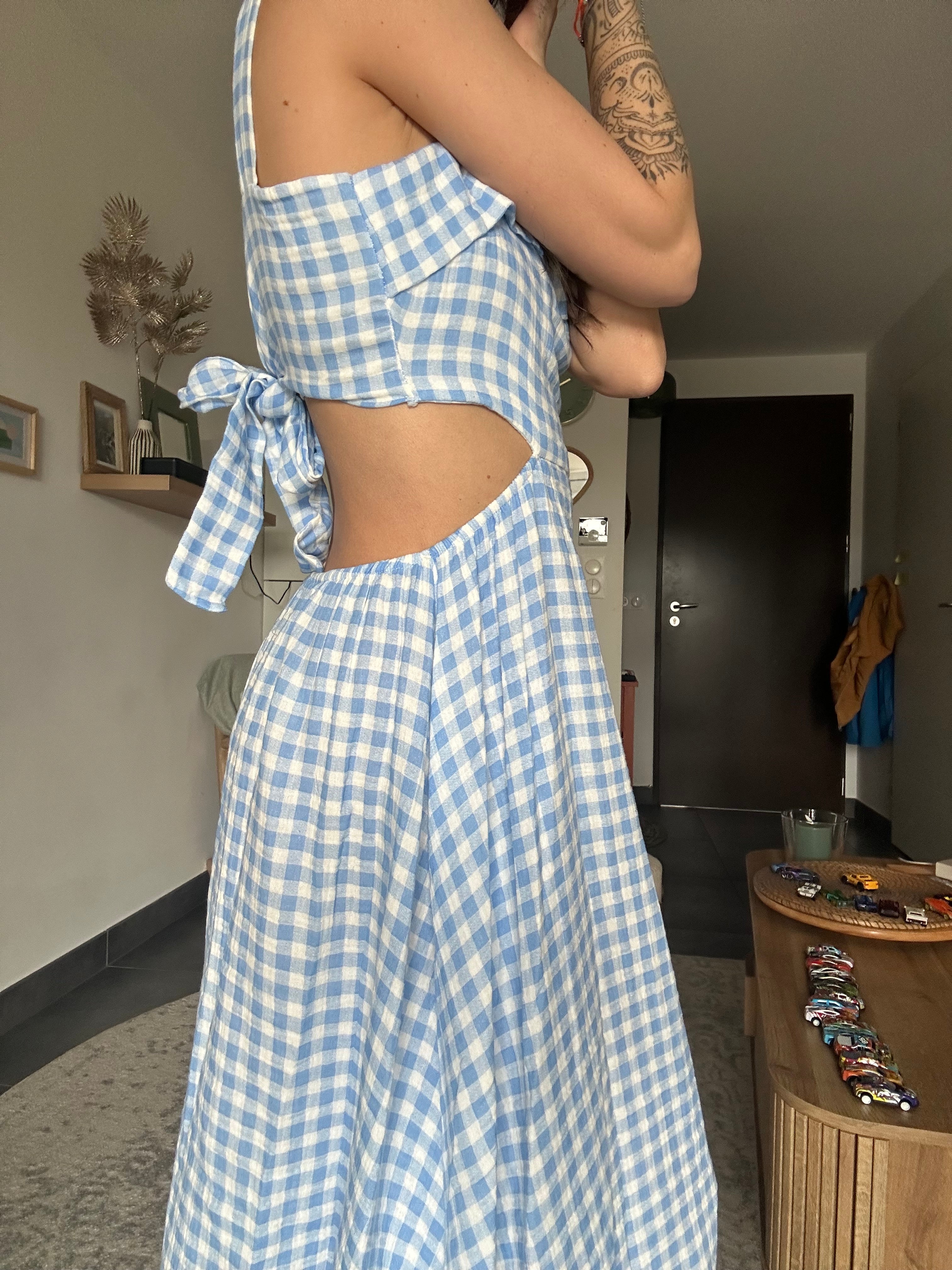 Robe vichy - bleu ciel