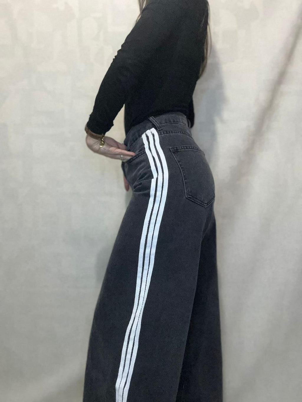 SANDRO - JEAN WIDE LEG à 3 BANDES