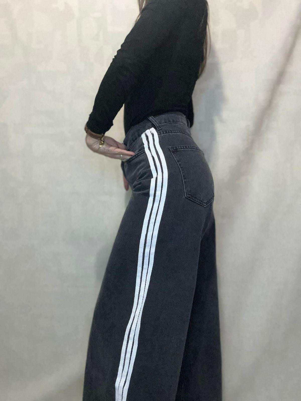 SANDRO - JEAN WIDE LEG à 3 BANDES