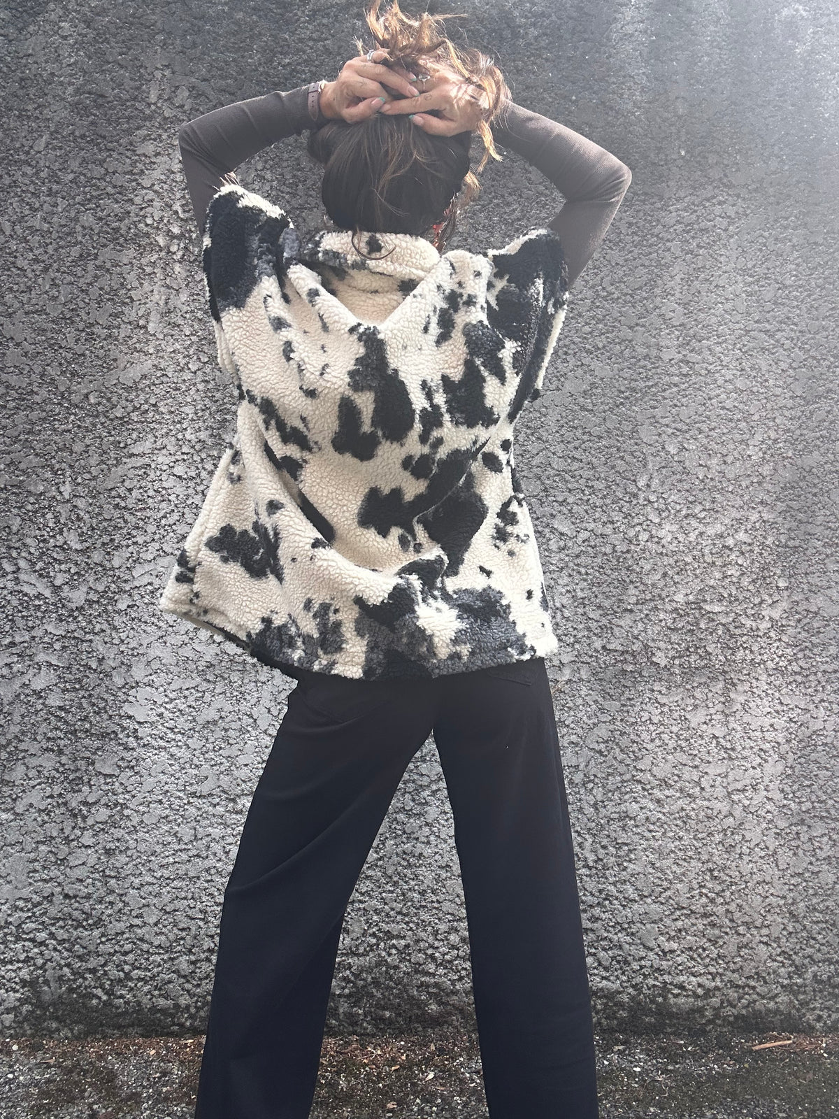 Marguerite-Veste moumoute sans manches imprimée vache