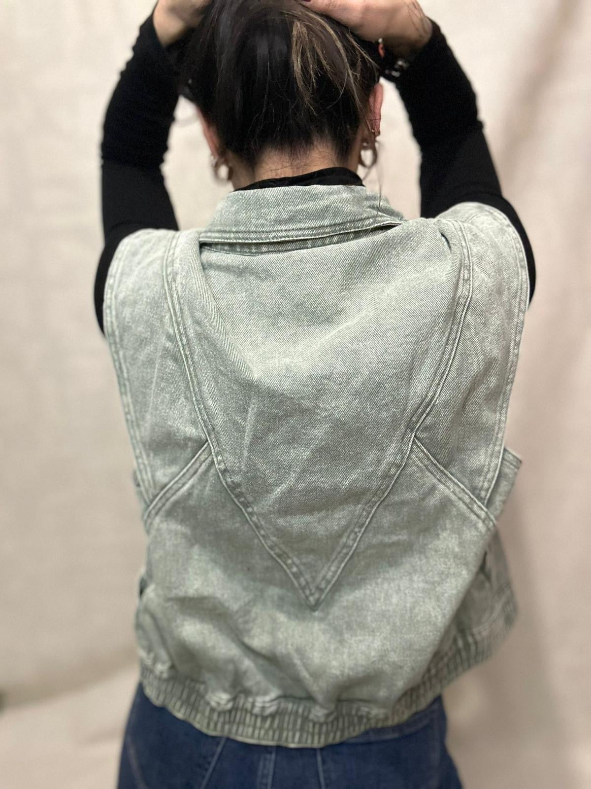 JADE- VESTE DENIM SANS MANCHE