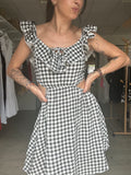 Robe vichy courte noir