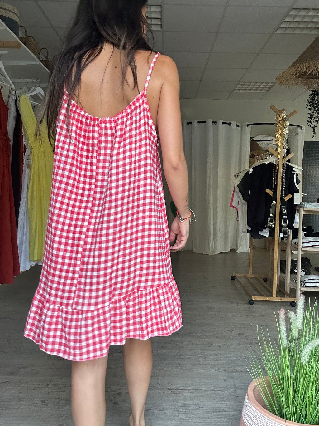 Bianca -Robe vichy rouge