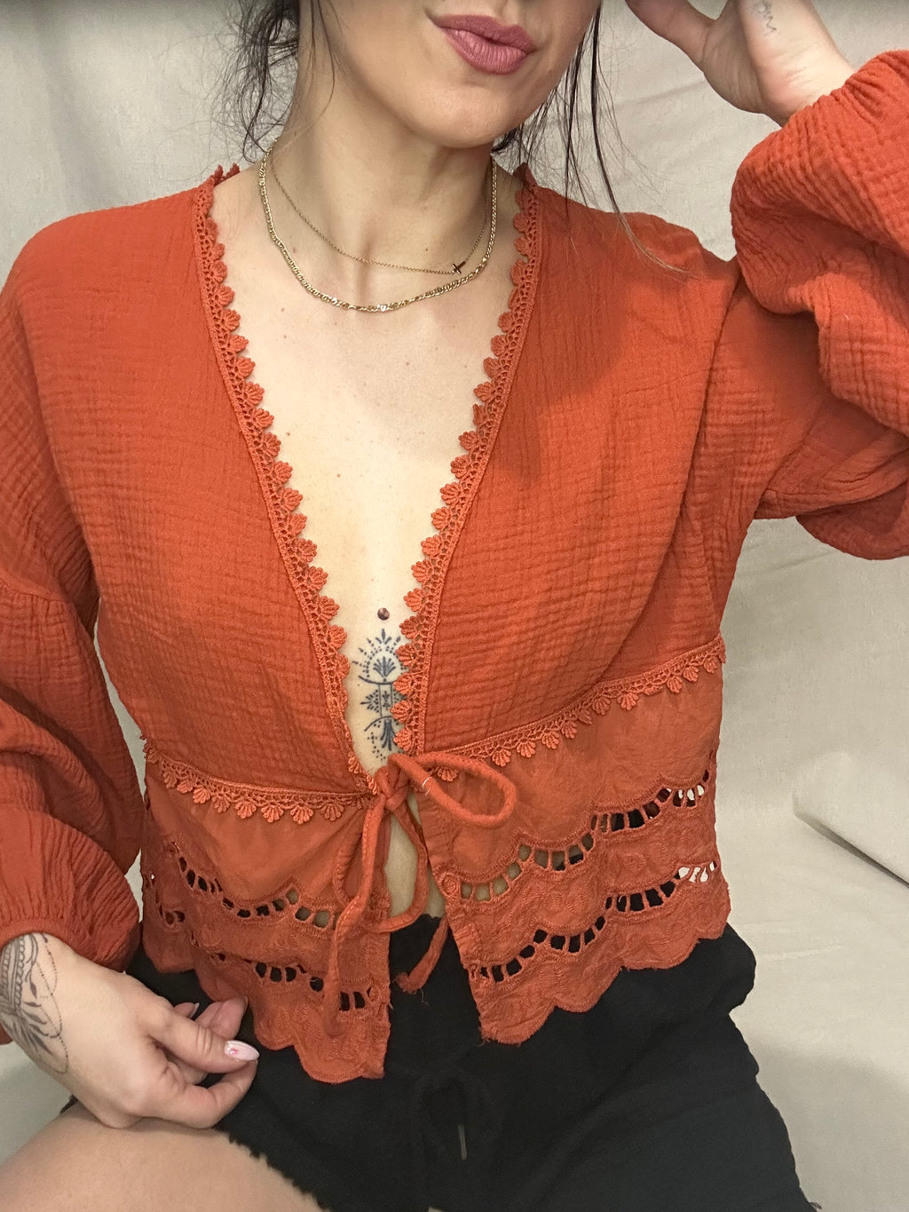 Maéva - Blouse bohème terracotta