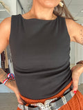 T-shirt encolure carré - noir