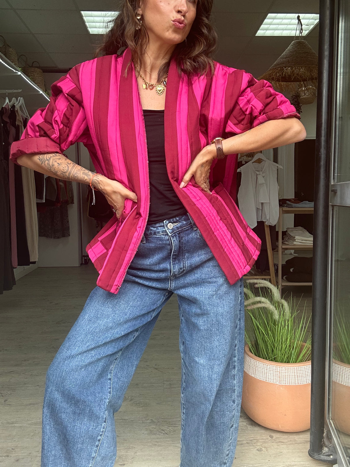 Colette - Veste matelassée rayée –