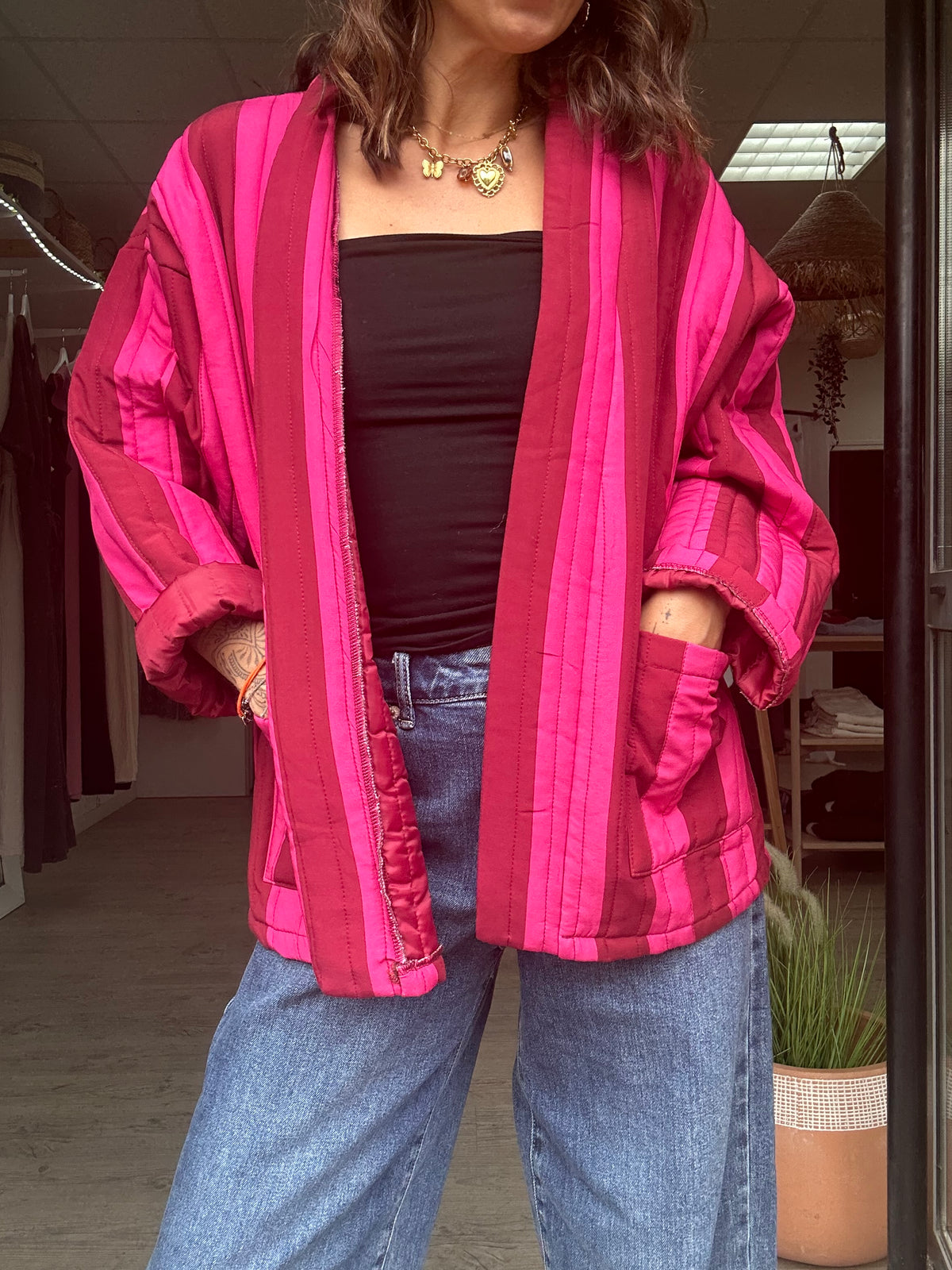 Colette - Veste matelassée rayée –