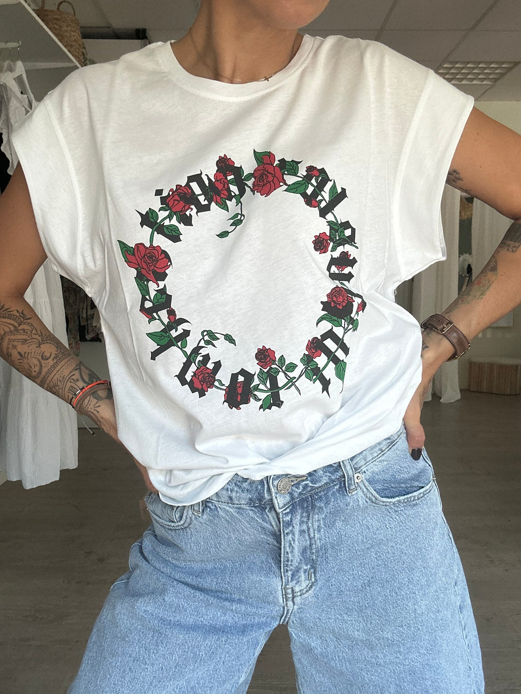 T-shirt Rock love blanc