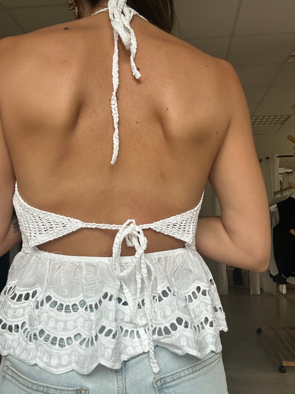 Nina - Top crochet blanc