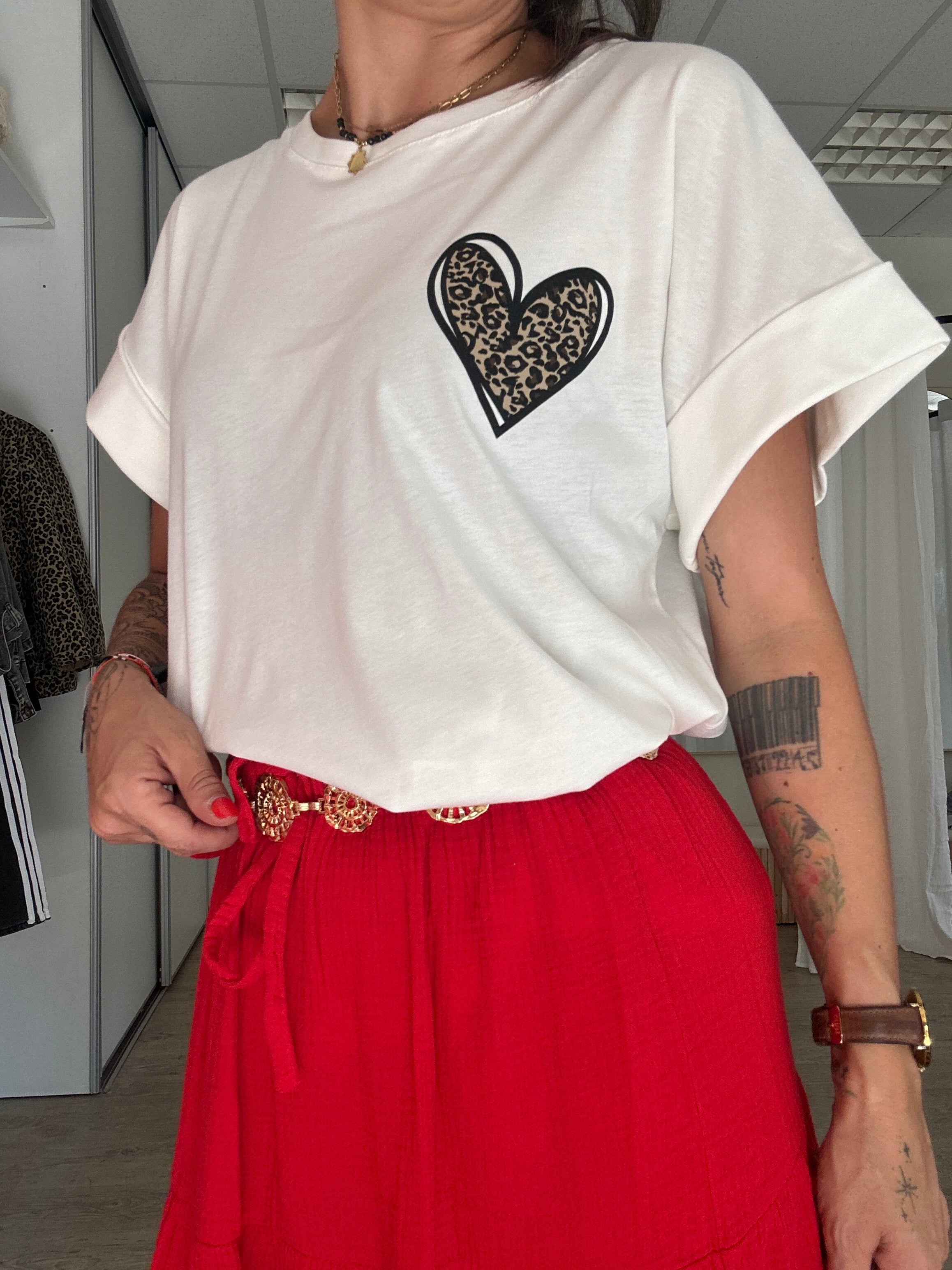 T-shirt blanc cœur