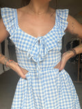 Robe courte vichy bleu