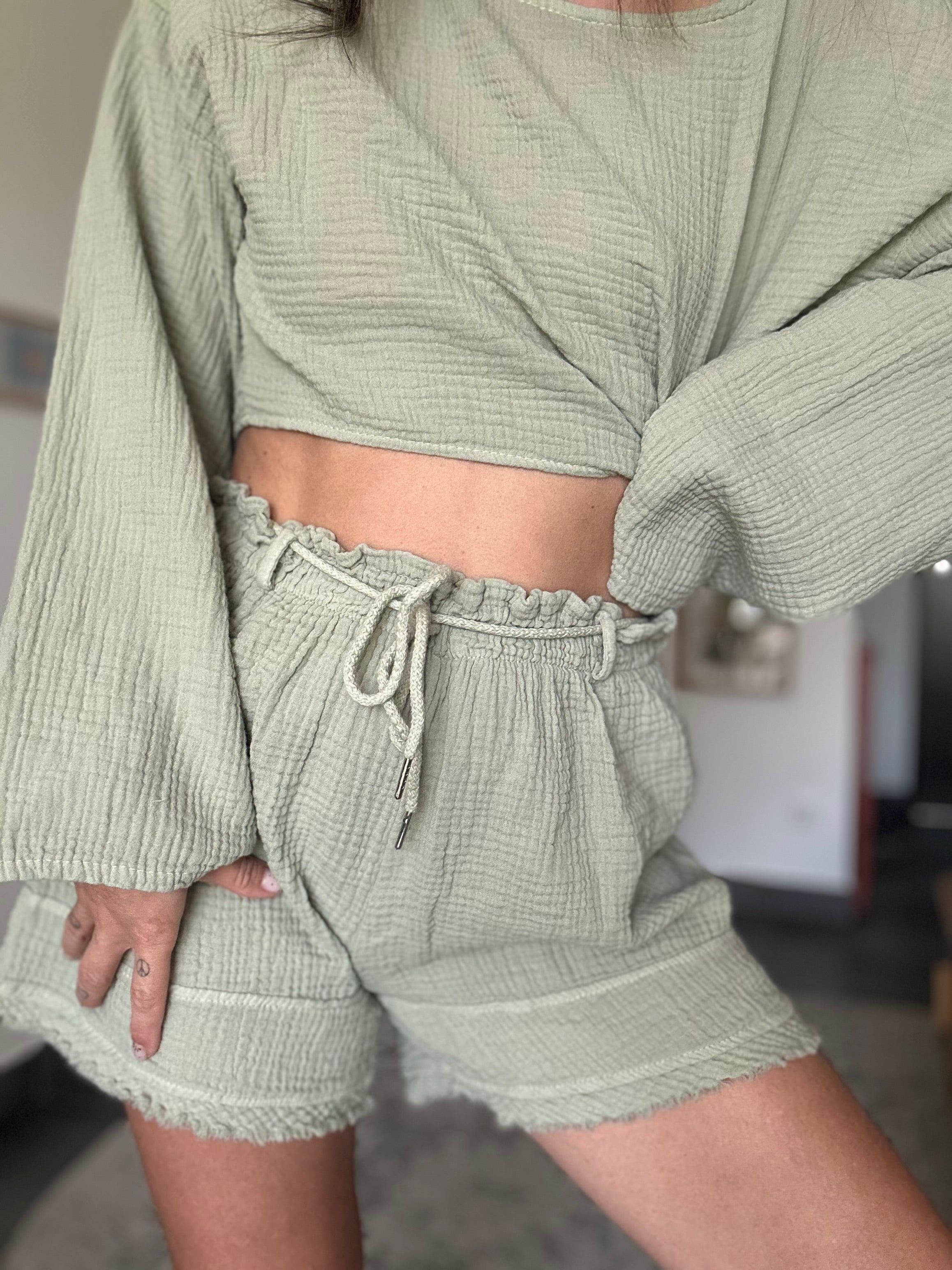 NOA- Ensemble gaze de coton  – vert sauge