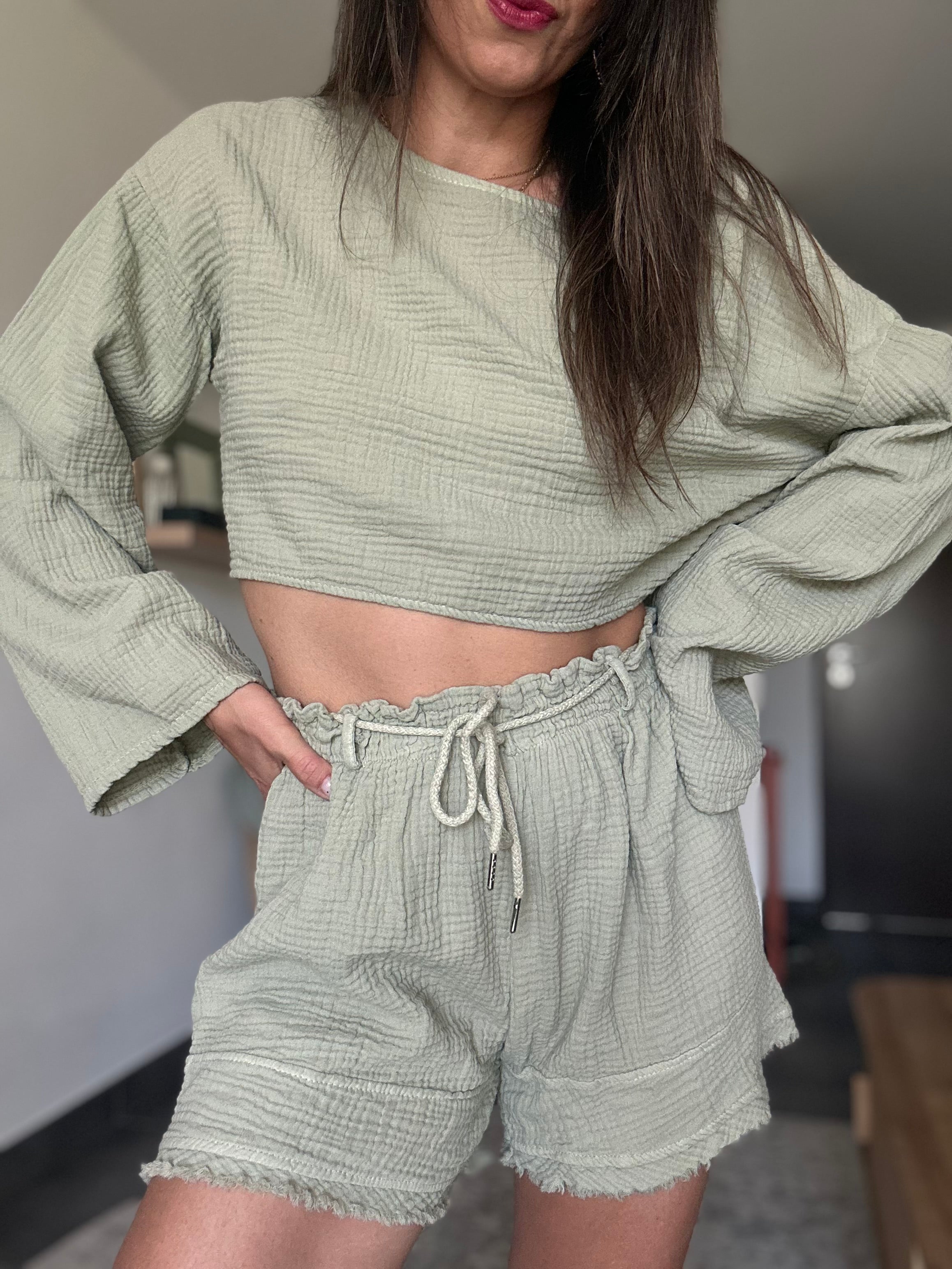 NOA- Ensemble gaze de coton  – vert sauge
