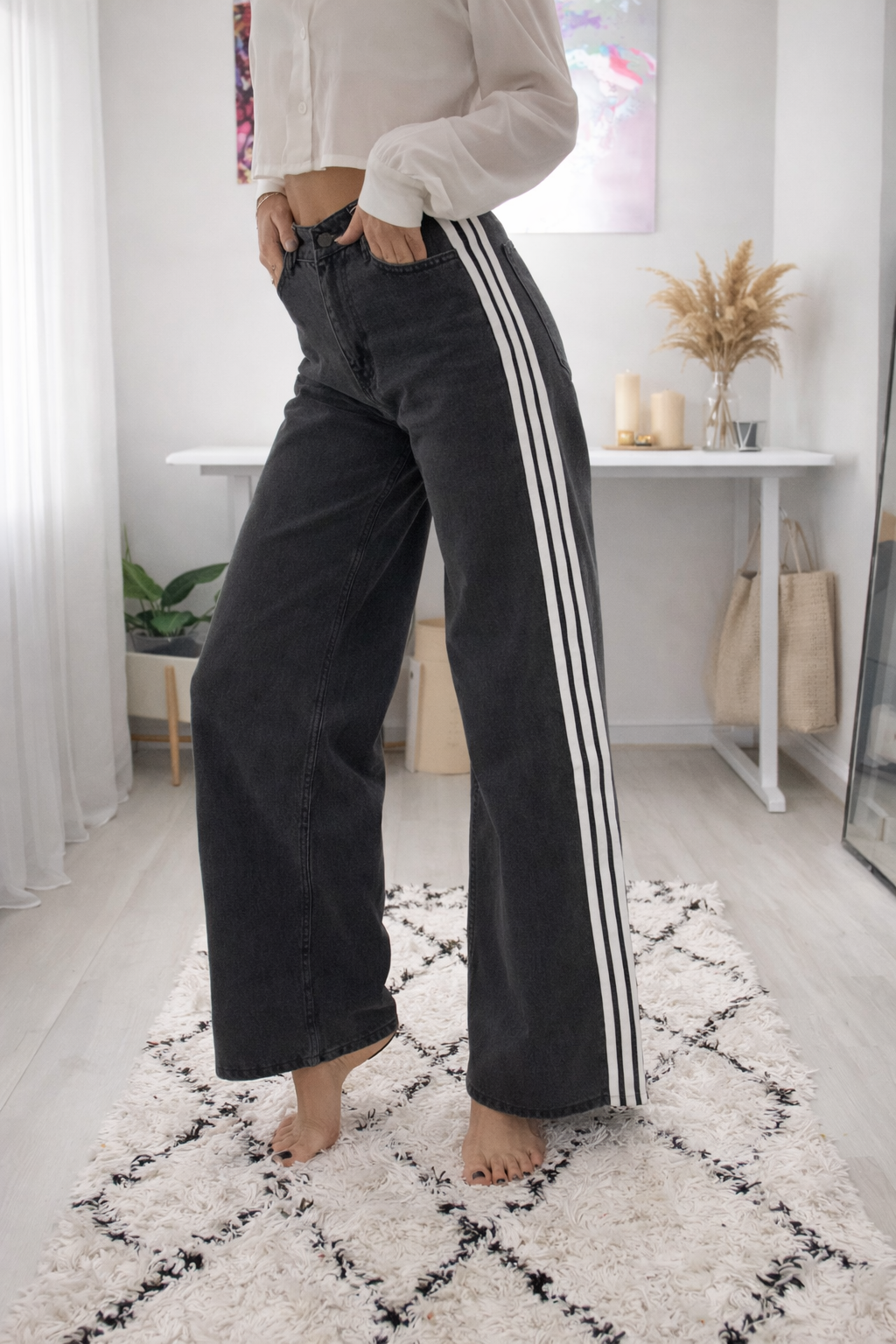 SANDRO - JEAN WIDE LEG à 3 BANDES