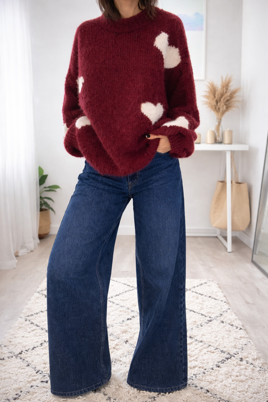 BLUE - JEAN WIDE LEG BRODERIE